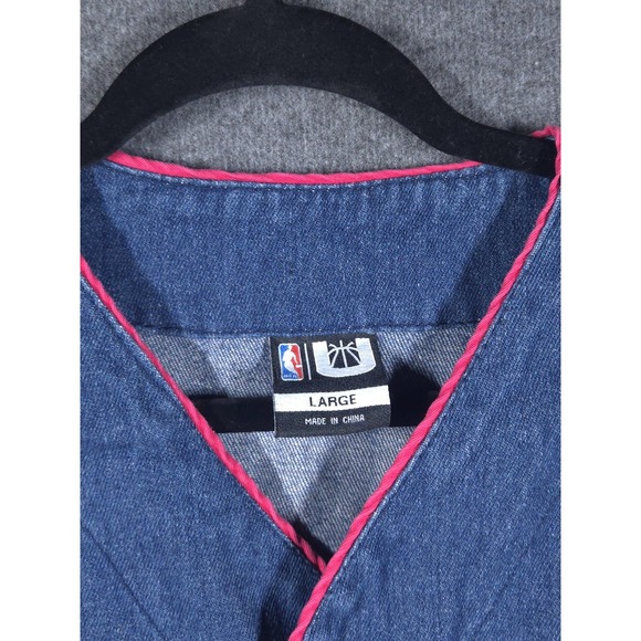 Vtg Y2K Chicago Bulls NBA Denim Button Up Jersey Mens L Streetwear Hip-Hop - Picture 3 of 13